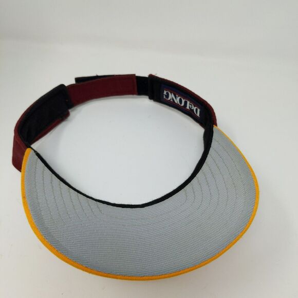 DeLong Strapback Sun Visor Hat Red & Yellow Embroidered Logo MC - Picture 8 of 10